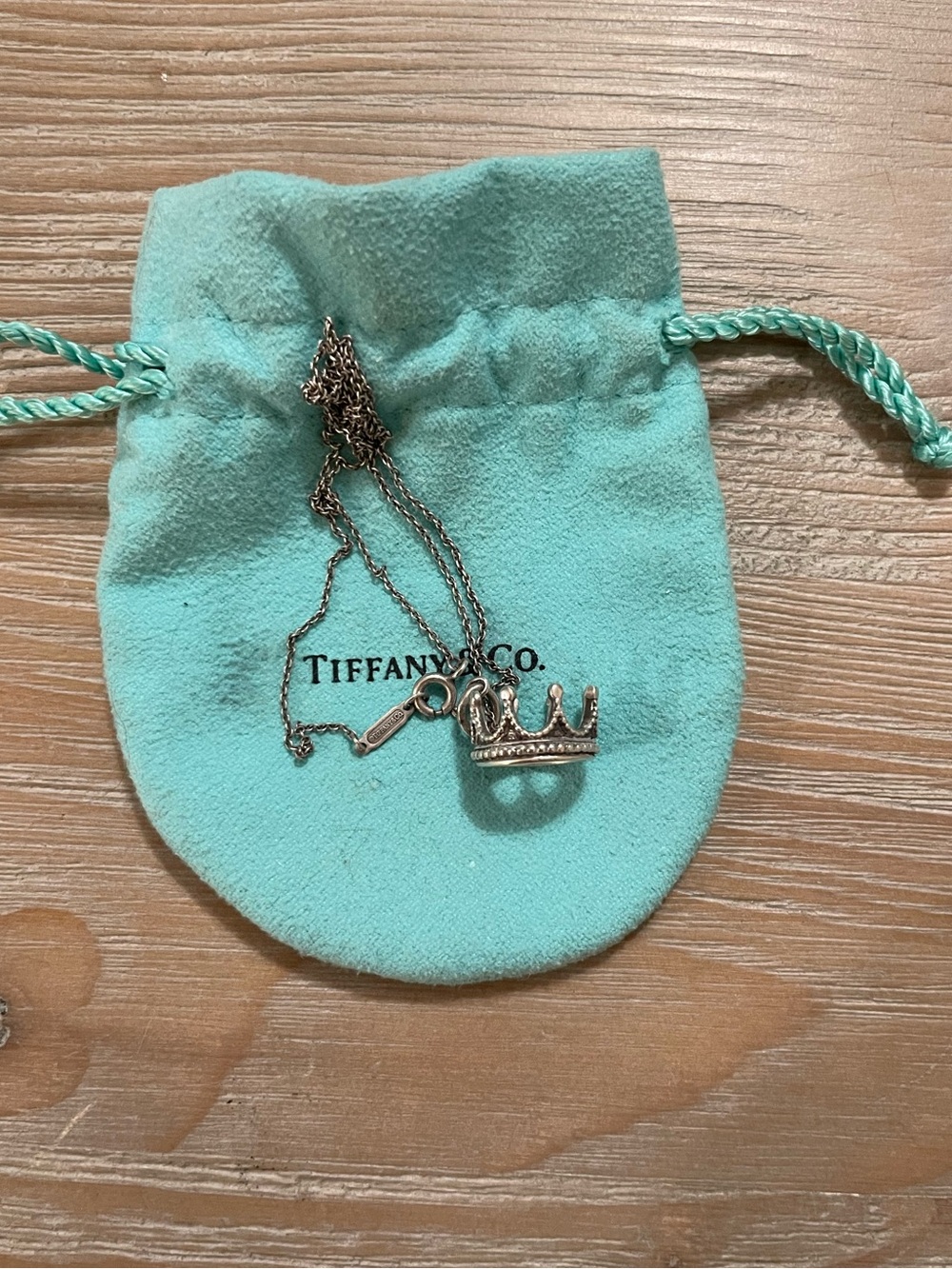 Tiffany & Co 925 Sterling Silver 3D Princess Crown Charm Pendant